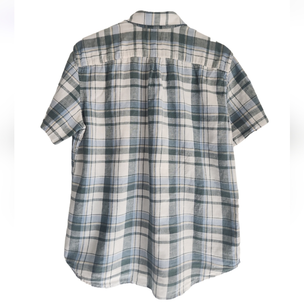 GAP Standard Fit Short Sleeve Plaid Shirt Size Medium Business Casual - Picture 2 of 3